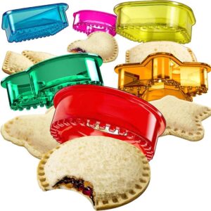 6pc sandwich cutter and sealer - uncrustables sandwich maker - cut and seal - great for lunchbox and bento box - boys and girls kids lunch - sandwich cutters for kids
