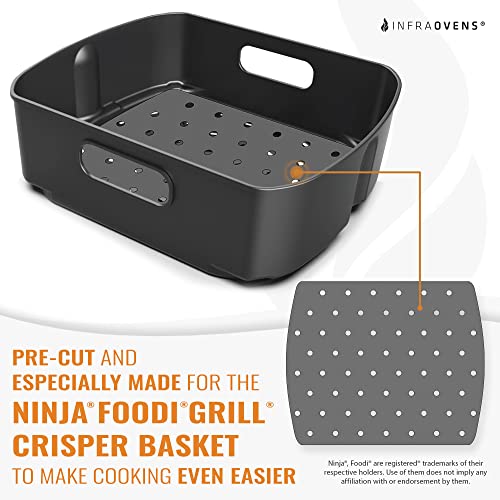 Air Fryer Reusable Liner Accessories for Ninja Foodi Grill AG301 5-in-1 4qt Ninja Air Fryer Accessories with Air Fryer Recipes, Easy to Clean, Food Safe Replacement for Parchment Paper by INFRAOVENS