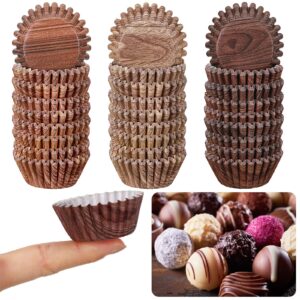 600 counts woodgrain candy cups mini cupcake liner cupcake wood grain wrappers woodland animal cupcake baking paper muffin baking liners holders for baby shower weddings birthday party decor, 3 styles
