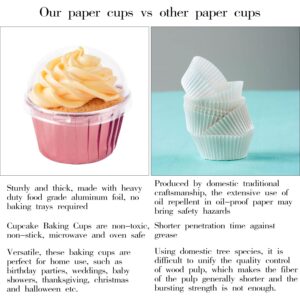 GothaBach 100 Sets 3.5oz Cupcake Liners with Dome Lids,Foil Baking Cups,Disposable Muffin Tin Cupcake Wrappers (Rose gold)