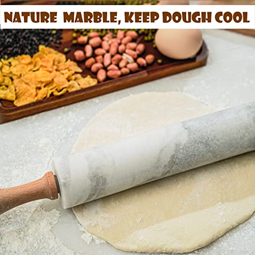 Koville Marble Rolling Pin, Non-Stick Polished Dough Roller, Pasta, Dumpling, Ravioli, Fondant,Pie Crust, Kitchen Baking Pastry Tools