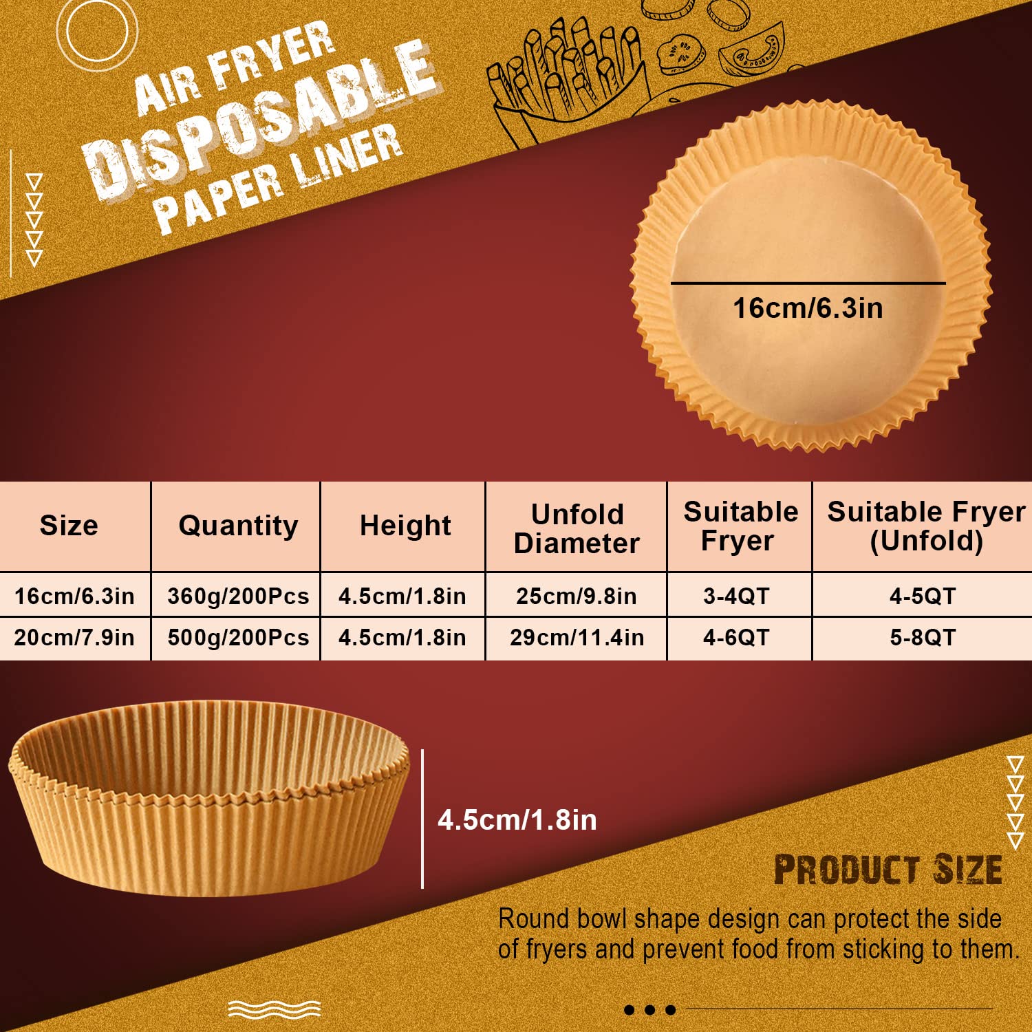 Nialnant 50PCS Air Fryer Parchment Paper Liners,6.3Inch Non-Stick Disposable Air Fryer Paper Liners,Baking Paper for Air Fryer,Natural Parchment Paper,Oil-Proof Water-Proof(6.3Inches,50PCS)