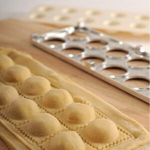 Norpro 3 Piece Ravioli Maker and Press Set with Rolling Pin, Large, White and silver