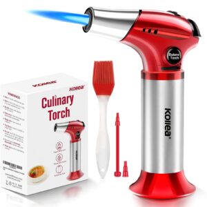 Butane Torch, Kollea Mini Torch Kitchen Blow Torch Creme Brulee Torch Refillable Torch Lighter, Cooking Torch with Safety Lock & Adjustable Flame for Baking, Crafts, BBQ (Butane Gas Not Included)