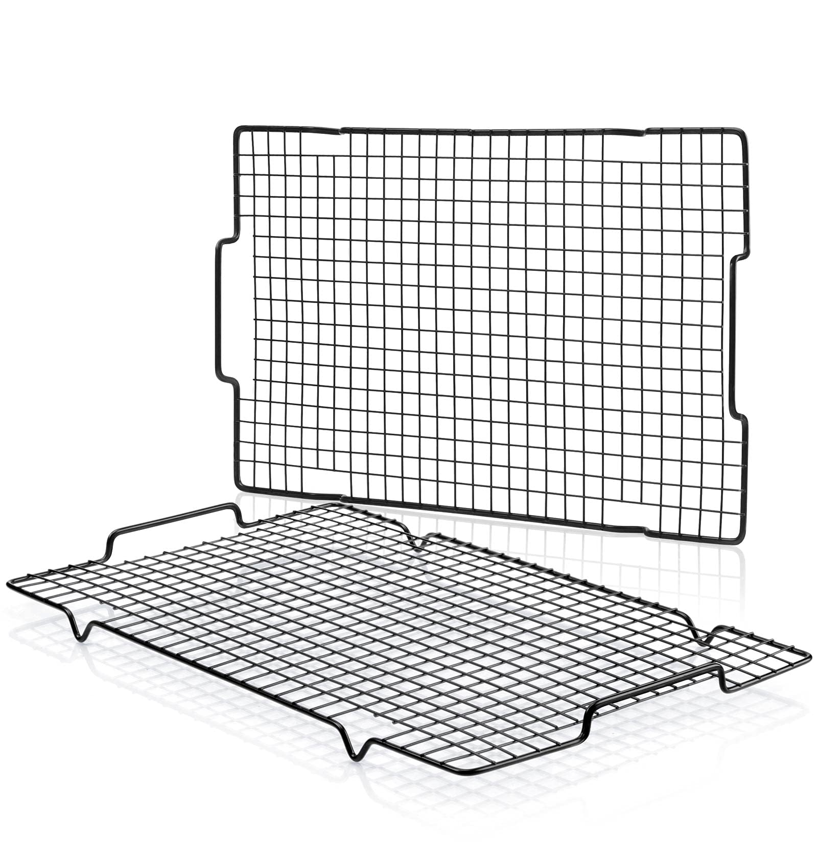 HULISEN Cooling Rack 2 Pack - 16" x 10", Nonstick Baking Rack with Handle fits Half Sheet Pan, Cookie Cooling Racks for Baking and Cooking, Wire Smoker Racks for Grilling, Oven Safe