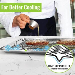 HULISEN Cooling Rack 2 Pack - 16" x 10", Nonstick Baking Rack with Handle fits Half Sheet Pan, Cookie Cooling Racks for Baking and Cooking, Wire Smoker Racks for Grilling, Oven Safe