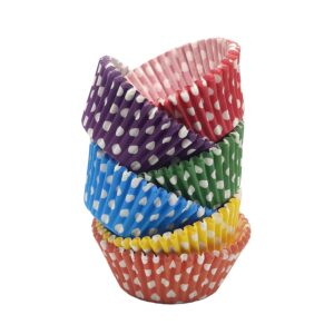 bakehope standard baking cups, cute polka dots greaseproof cupcake liners(6 colors,150 counts)
