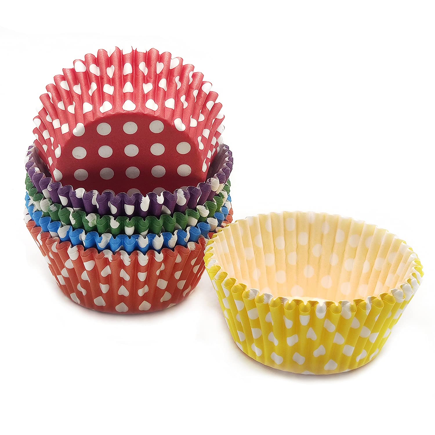 Bakehope Standard Baking Cups, Cute Polka Dots Greaseproof Cupcake Liners(6 Colors,150 Counts)