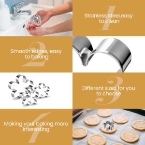 ICYANG Stainless Steel Cookie Cutters for Kids Rose Petal Flower Shape Christmas Valentine's Day Biscuit Fondant DIY Pastry Mold Cake Decoration for Kitchen Baking Large Small