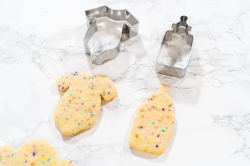 Bakerpan Stainless Steel Cookie Cutter Baby Bottle & Bodysuit Set, Baby Shower Cookie Cutters