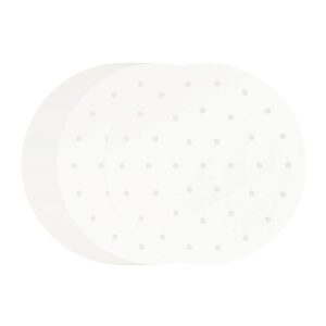100 pcs bamboo steamer liner, 10" round air fryer parchment paper with holes, white anti-stick steamer paper