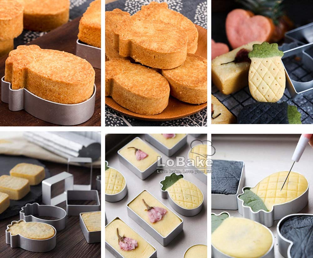 LoBake Rectangle shape aluminium pineapple cake mold stainless steel pressing stamp mooncake mould fondant cookie biscuit molds DIY