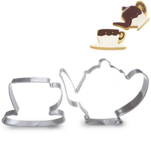tea pot and tea cup biscuit cookie cutter - stainless steel
