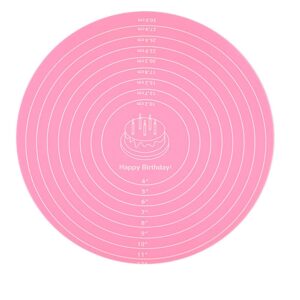 Silicone Baking Mat Cake Mat Silicone Cake Mat Silicone Baking Mat with Measurements for CakeTurntable Stand Non-Stick Heat Resistant Pastry Baking Sheet -Pink