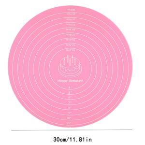 Silicone Baking Mat Cake Mat Silicone Cake Mat Silicone Baking Mat with Measurements for CakeTurntable Stand Non-Stick Heat Resistant Pastry Baking Sheet -Pink