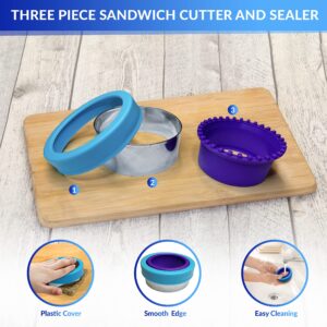 LACUNAS Sandwich Cutter and Sealer for Kids - Stainless Steel PB&J Sandwich Maker & Decruster - Cute Lunchbox Accessories For Kids Lunchbox and Kids Bento Box