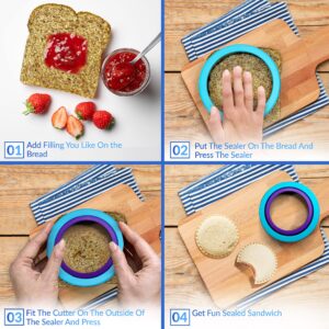 LACUNAS Sandwich Cutter and Sealer for Kids - Stainless Steel PB&J Sandwich Maker & Decruster - Cute Lunchbox Accessories For Kids Lunchbox and Kids Bento Box