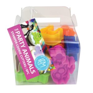 R&M International 0434 Party Animals Pastry, Cookie, and Fondant Stamper, Standard 2" (8-Piece Set), Assorted Colors