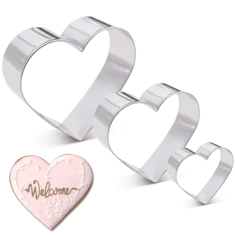 Kanntie 3 Pieces Heart Cookie Cutter Set - Premium Stainless Steel