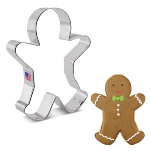 happy gingerbread man cookie cutter, large 5.25" by ann clark cookie cutters