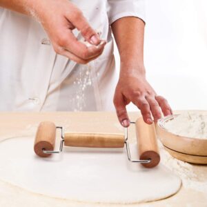 2 Pieces Pizza Plastic Dough Docker Wood Pastry Pizza Roller, Time-Saver Pizza Dough Roller Docker for Pizza Crust or Pastry Dough