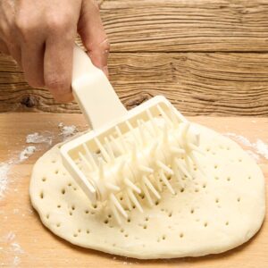 2 Pieces Pizza Plastic Dough Docker Wood Pastry Pizza Roller, Time-Saver Pizza Dough Roller Docker for Pizza Crust or Pastry Dough