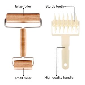 2 Pieces Pizza Plastic Dough Docker Wood Pastry Pizza Roller, Time-Saver Pizza Dough Roller Docker for Pizza Crust or Pastry Dough