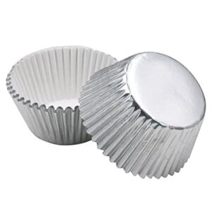rosenice cupcake liners aluminum foil cups cake muffin molds for baking (silver) - 100 pieces