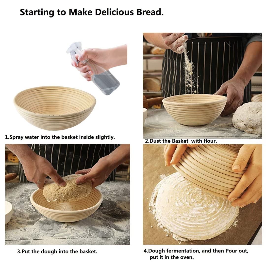 7 inches Round Banneton Basket for Bread Proofing, Dough Proofing Bowls with Removable Liner, Good for Home Sourdough Bakers Baking, 2 Pack