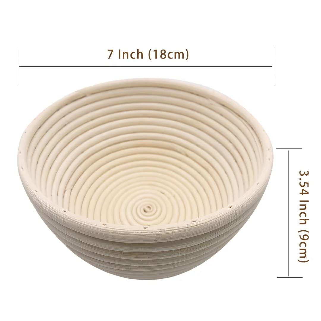 7 inches Round Banneton Basket for Bread Proofing, Dough Proofing Bowls with Removable Liner, Good for Home Sourdough Bakers Baking, 2 Pack