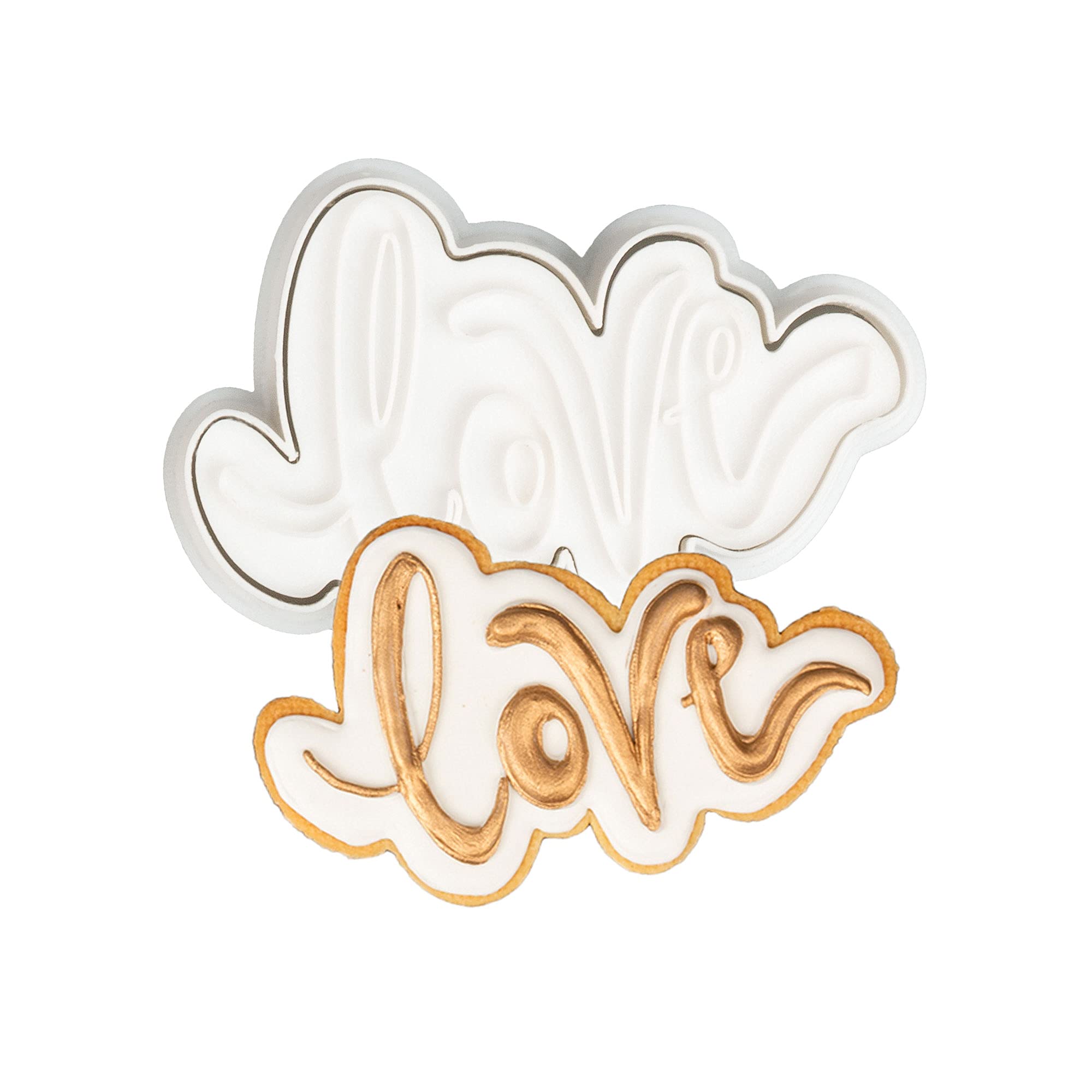 Flycalf Love Cookie Cutters with Plunger Stamps Handle Baking Dough Tools Wedding Cake Shapes PLA Accessories Cutter Molds for Birdesmaid Decorative Party 3.5" Kitchen Supplies