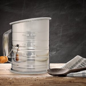 Natizo Stainless Steel 3-Cup Flour Sifter - Lid and Bottom Cover - No More Mess In Your Kitchen