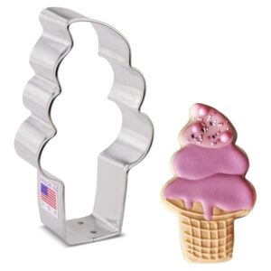 soft serve ice cream cone cookie cutter, 4" made in usa by ann clark