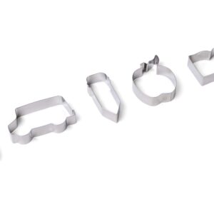 Fox Run Cookie Cutter Set, Back To School Cookie Cutter Set, Pencil, Crayon, Bus, Apple, Book, Medium