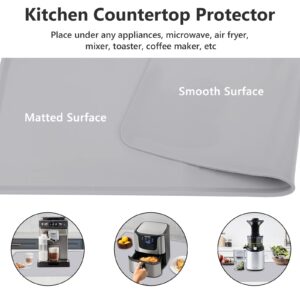 Gartful Silicone Mat for Kitchen Counter, 28" x 20" x 0.06" Thick Placemat - 0.2" Raised Edge, Extra Large Silicone Sheet with Lip, Counter Table Protector, Heat-Resistant Pad, Nonstick, Light Gray