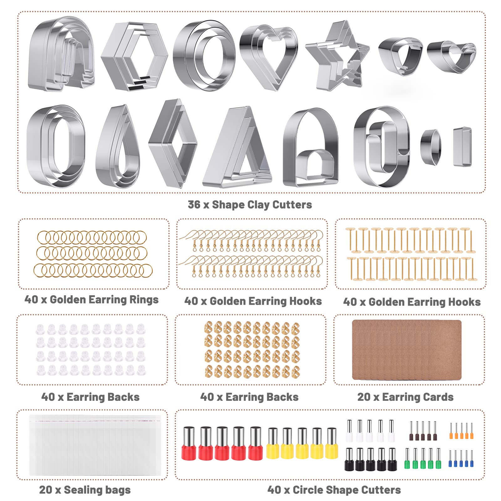 Yofuly Polymer Clay Press Machine, Polymer Clay Cutters Set for Jewelry Making, with Polymer Clay Roller Machine, Polymer Clay Extruder, 40 Circle Shape Cutters and 120 Earrings Accessories