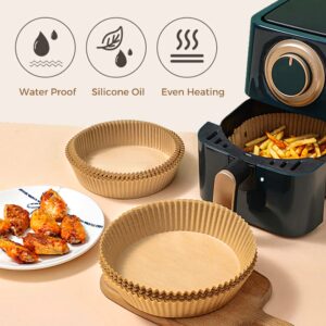 XADIBH Air Fryer Liners- Air Fryer Disposable Paper Liner, Non-Stick Basket Liners, Baking Paper for Air Fryer, Parchment Air Fryer Basket, Water-proof Air Fryer Liners for Baking (100PCS-6.3INCH)