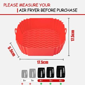 yallcaty 2 Pack Air Fryer Silicone Liners,8 Inch Silicone Air Fryer Liner Pot Square Large for 4qt-6qt,Food Grade Reusable Liners of Air Fryer Basket for Ninja Cosori Instant Baking Accessories