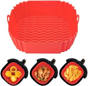 yallcaty 2 pack air fryer silicone liners,8 inch silicone air fryer liner pot square large for 4qt-6qt,food grade reusable liners of air fryer basket for ninja cosori instant baking accessories