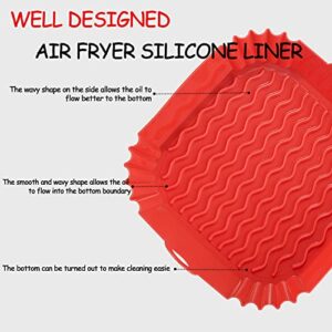 yallcaty 2 Pack Air Fryer Silicone Liners,8 Inch Silicone Air Fryer Liner Pot Square Large for 4qt-6qt,Food Grade Reusable Liners of Air Fryer Basket for Ninja Cosori Instant Baking Accessories