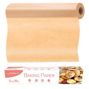 YRYM HT Parchment Paper for Baking 13 in x 164 ft - 177 SQ FT Unbleached Parchment Paper Roll, Heavy Duty Brown Baking Parchment Paper for Air Fryer, Oven