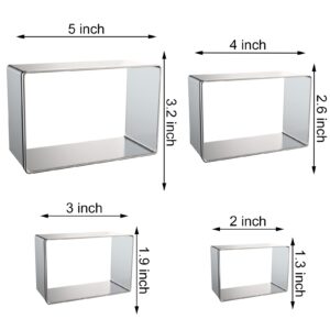 Rectangle Cookie Cutter Set Large - 5 Inch, 4 Inch, 3 Inch, 2 Inch - Geometric Cookie Cutters Shapes Biscuit Molds - Stainless Steel