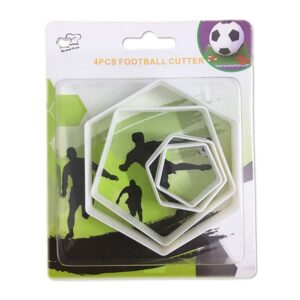 sakolla soccer ball cookie cutter, hexagon cookie cutter, football cake decorations - 4 sizes biscuit cutters/sandwiches cutter/pastry cutters