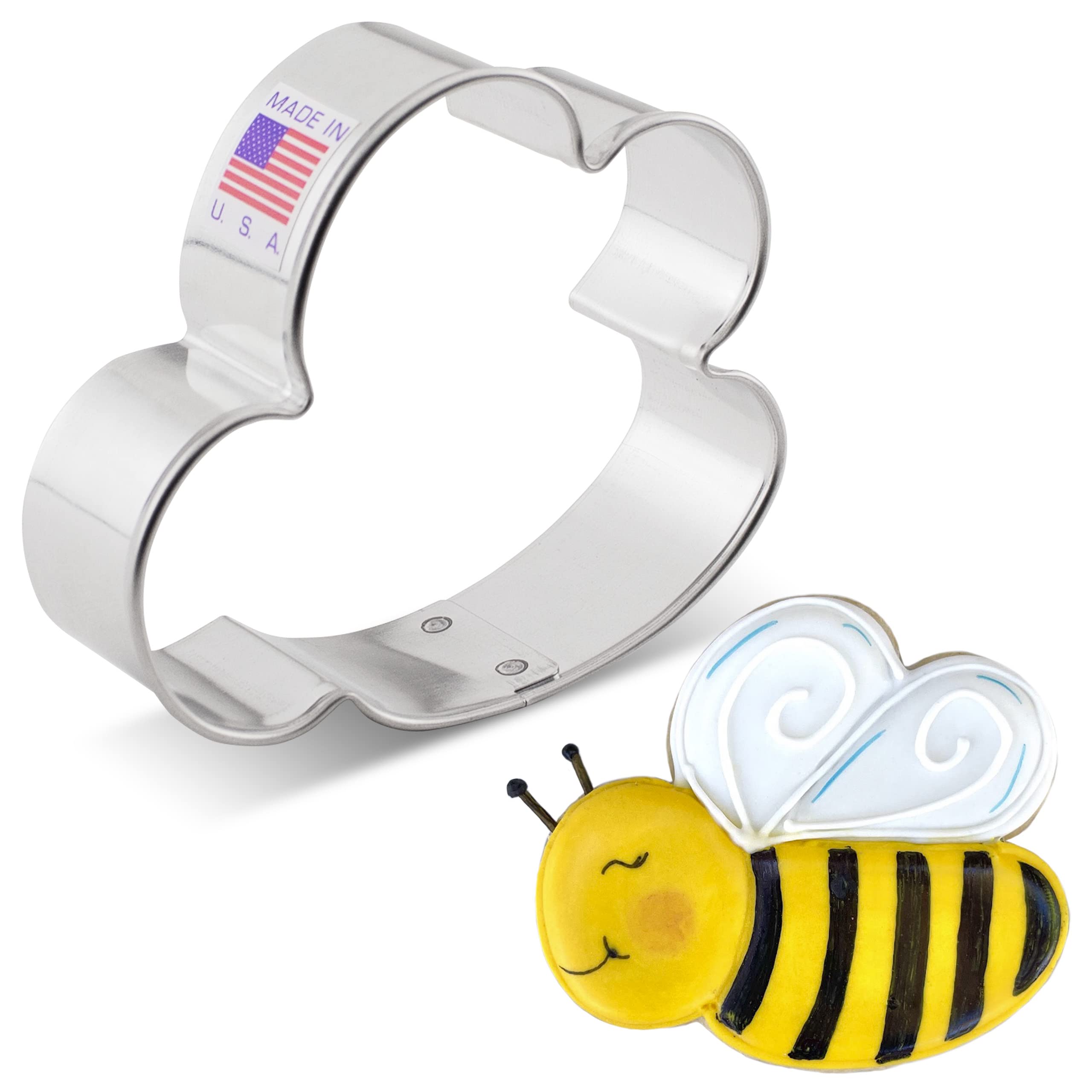 Cute Bee Cookie Cutter, 3" Made in USA by Ann Clark