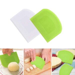 nescope Dough Scraper Bowl Scraper Food safe Plastic Dough Cutter Flexible Plastic Scraper Practical Bench Scraper Multipurpose Food Scrappers for Bread Dough Cake Fondant Icing(4PCS)