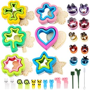 sandwich cutter and sealer set 29 pcs, plants shaped sandwich cutter for kids - vegetable fruit food cutters for kids lunch, uncrustables sandwich maker, cookie cutters for baking christmas