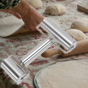 Pastry Pizza Roller, Smooth Non Stick Stainless Steel Rolling Pin Time-Saver Pizza Dough Roller for Home Kitchen Baking Cooking, H Shape Rolling Pins