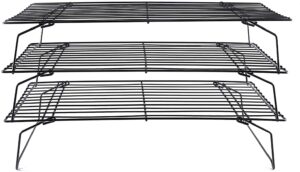 cooling rack, 3-tier stainless steel stackable baking cooking cooling racks for cooling roasting grilling, collapsible & heavy duty, oven & dishwasher safe