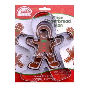 gingerbread man cookie cutter set (gingerbread man 3 piece), premium food-grade stainless steel, dishwasher safe
