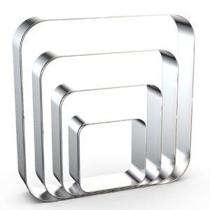 rounded square cookie cutter set large - 5 inch, 4 inch, 3 inch, 2 inch - geometric cookie cutters shapes molds - stainless steel